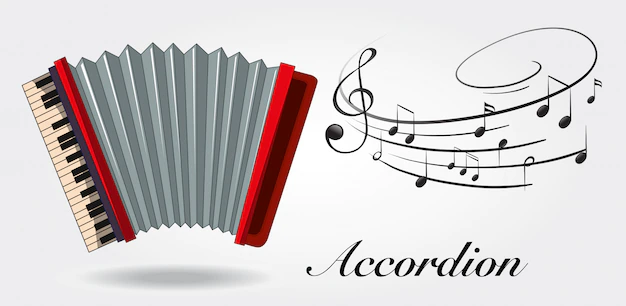 Free Vector | Accordion and music notes on white background