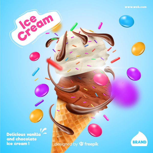 Free Vector | Ad template for ice cream