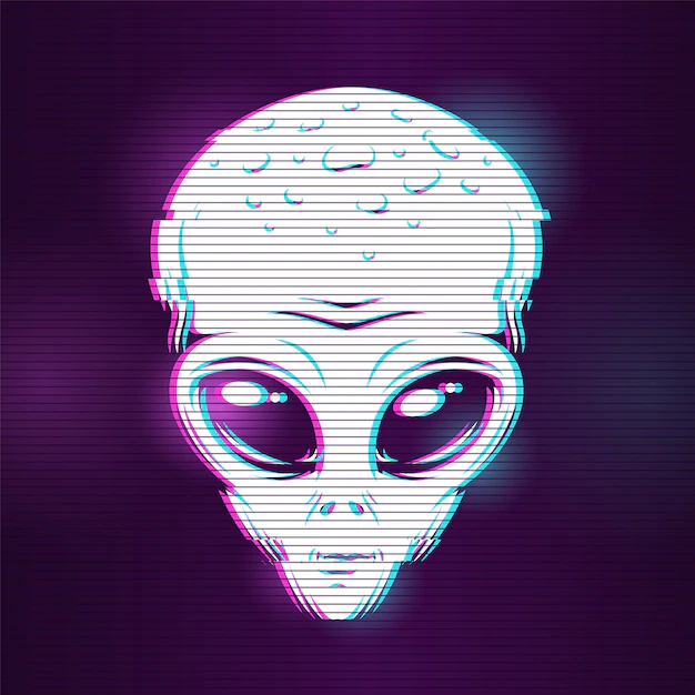 Free Vector | Alien head with glitch effect
