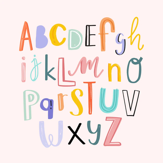 Free Vector | Alphabets typography hand drawn doodle style set