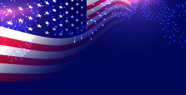 Free Vector | American flag with firework display background