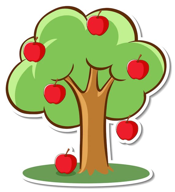 Free Vector | An apple tree sticker on white background