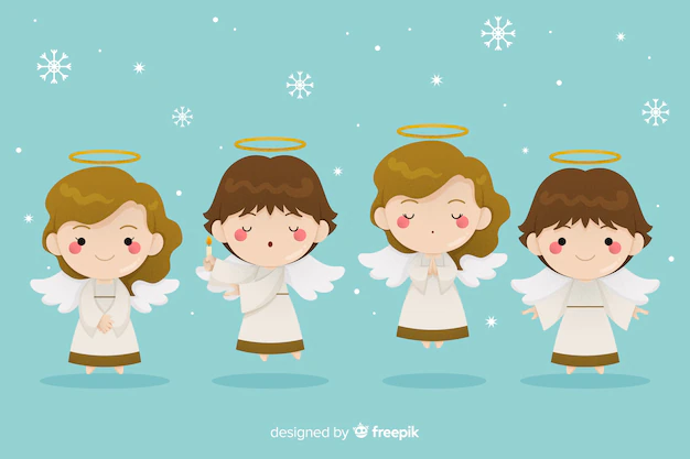 Free Vector | Angels with wings flat design