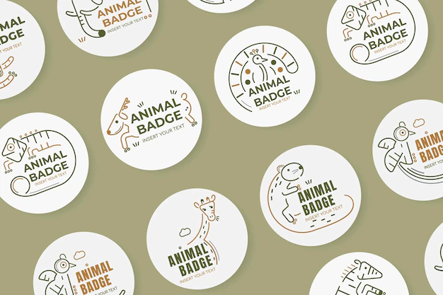 Free Vector | Animal badge design elements vector set