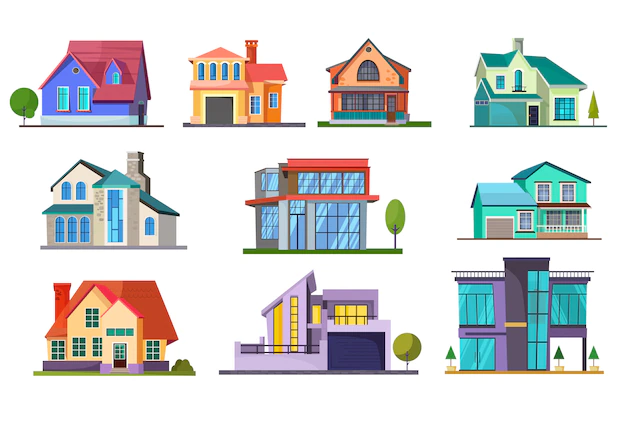 Free Vector | Apartment house set