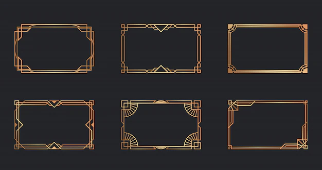 Free Vector | Art deco golden frames set