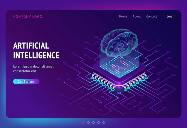 Free Vector | Artificial intelligence ai isometric landing page