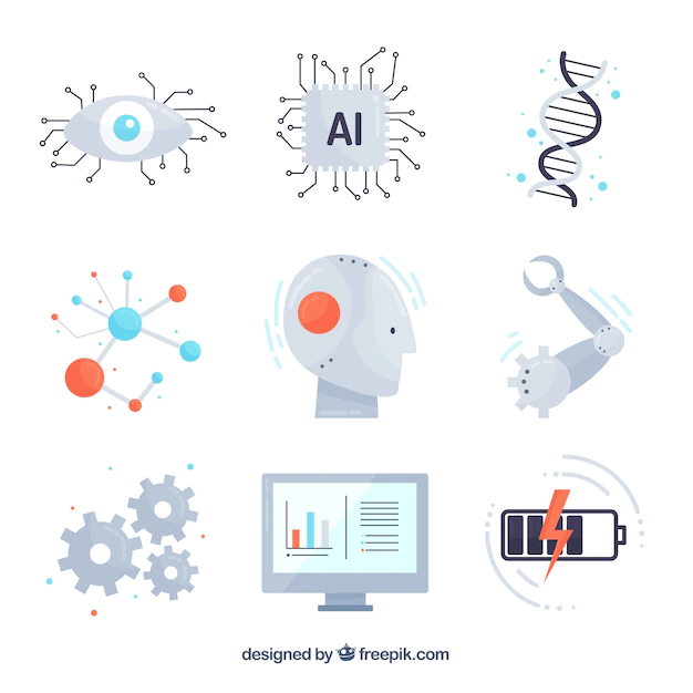 Free Vector | Artificial intelligence elements collection