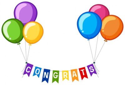 Free Vector | Background design with word congrats and colorful balloons