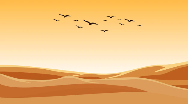 Free Vector | Background scene with birds flying over sand field