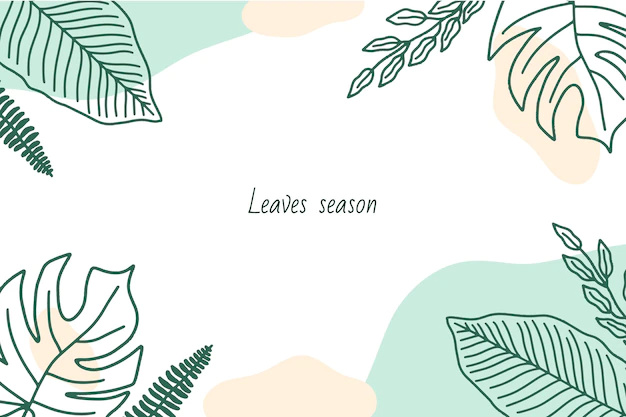 Free Vector | Background with hand drawn leaves frame and abstract shapes