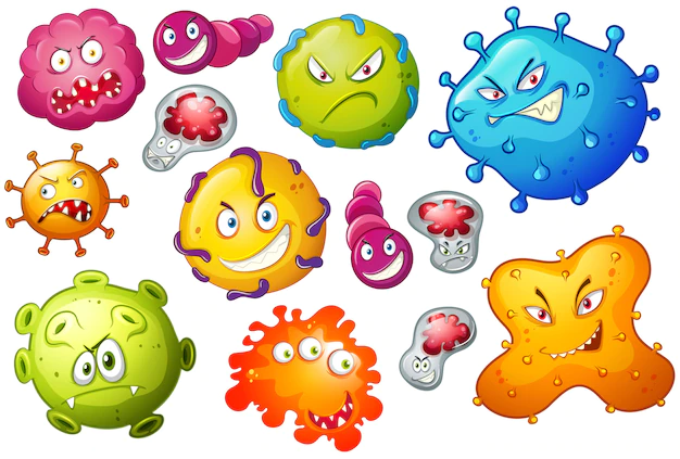 Free Vector | Bacteria with facial expressions