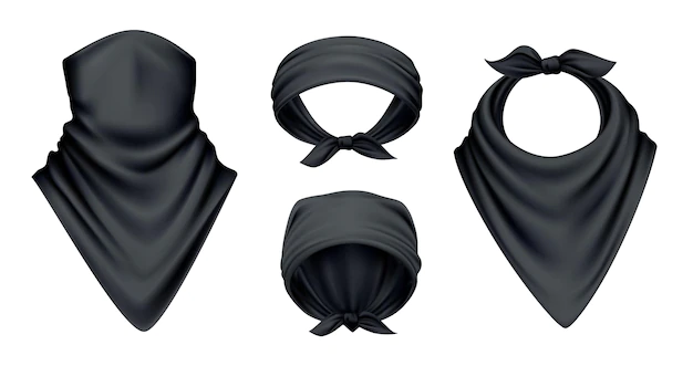 Free Vector | Bandana scarf buff handkerchief reailstic black set