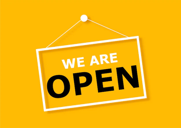Free Vector | Banner with a hanging we are open sign
