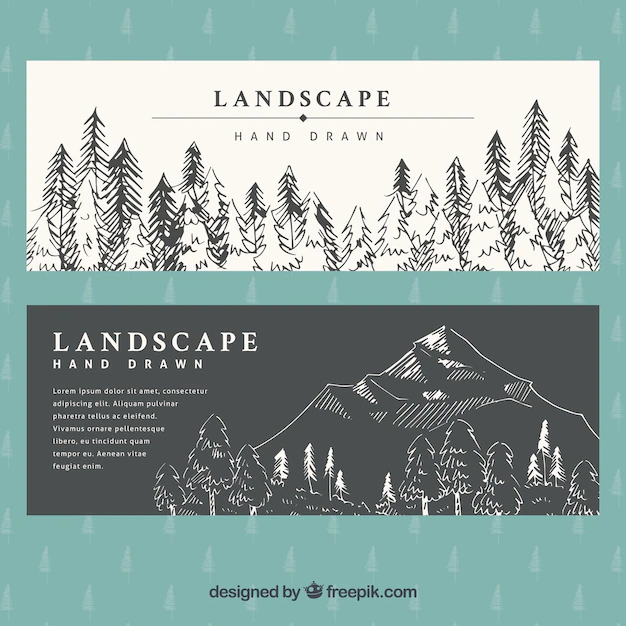 Free Vector | Banners hand drawn landscape