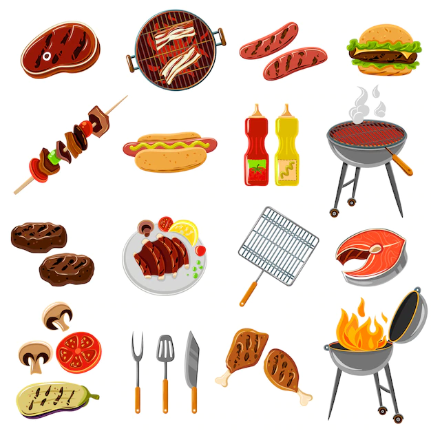 Free Vector | Barbecue icons set