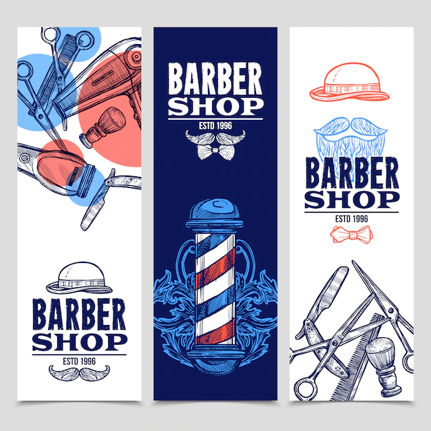 Free Vector | Barber shop vertical banners set