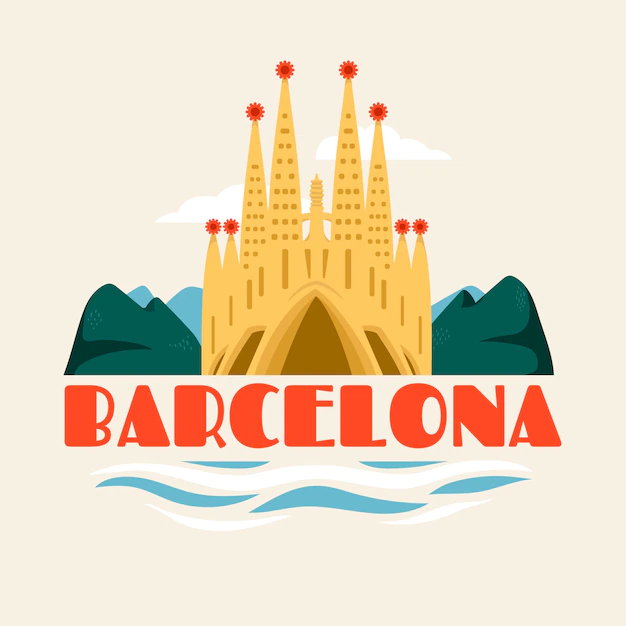 Free Vector | Barcelona city lettering