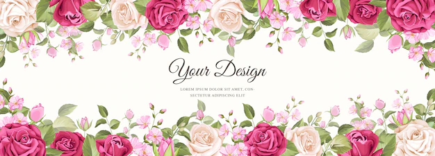 Free Vector | Beautiful banner floral and leaves template