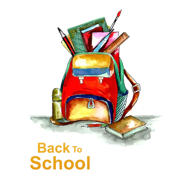 Free Vector | Beautiful watercolor back to school with open bag background