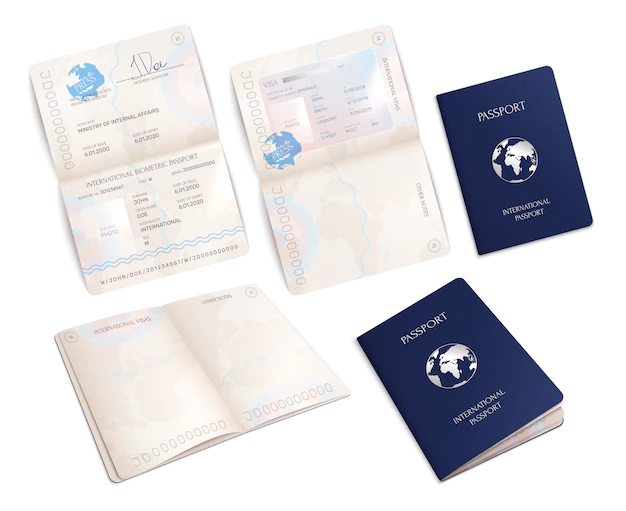 Free Vector | Biometric international passport mockups in open and close forms realistic set isolated