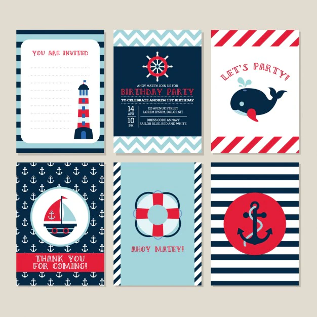 Free Vector | Birthday card with nautical elements