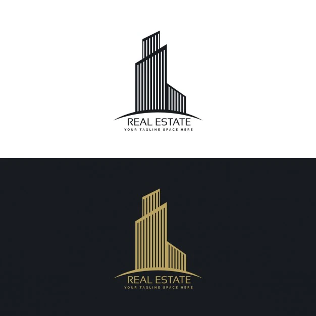 Free Vector | Black and gold real estate logo with a building