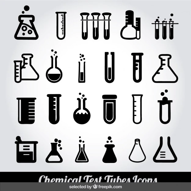 Free Vector | Black and white chemical test tubes icons