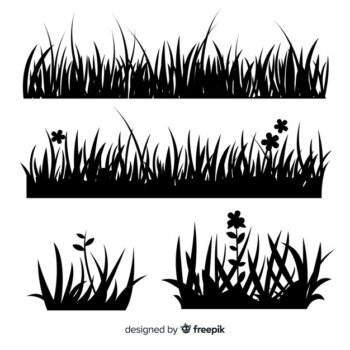 Free Vector | Black grass border silhouettes collection