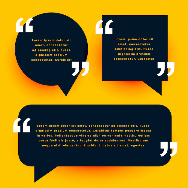Free Vector | Black modern quotes template in chat bubble style