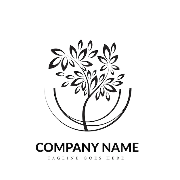 Free Vector | Black & white tree line art logo concept