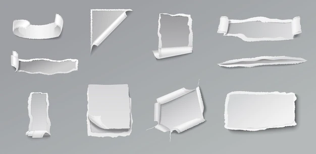 Free Vector | Blank torn paper set of different shapes and forms on gray