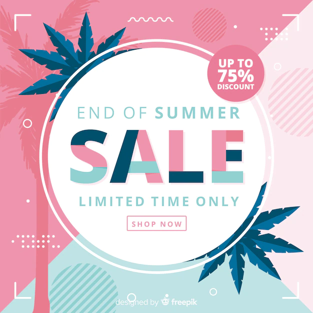 Free Vector | Blue and pink end of summer sales background