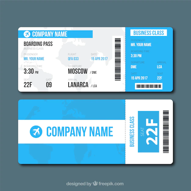 Free Vector | Blue and white boarding pass in flat design