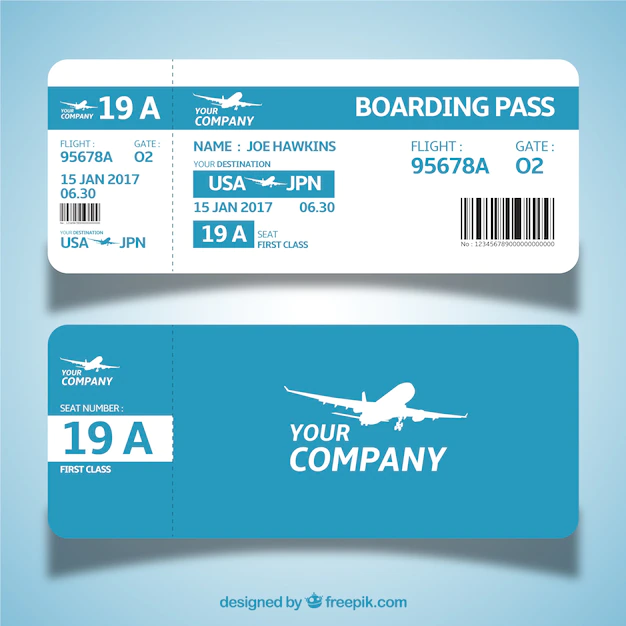 Free Vector | Blue and white boarding pass template in flat design