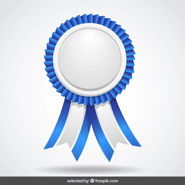 Free Vector | Blue and white label with ribbons