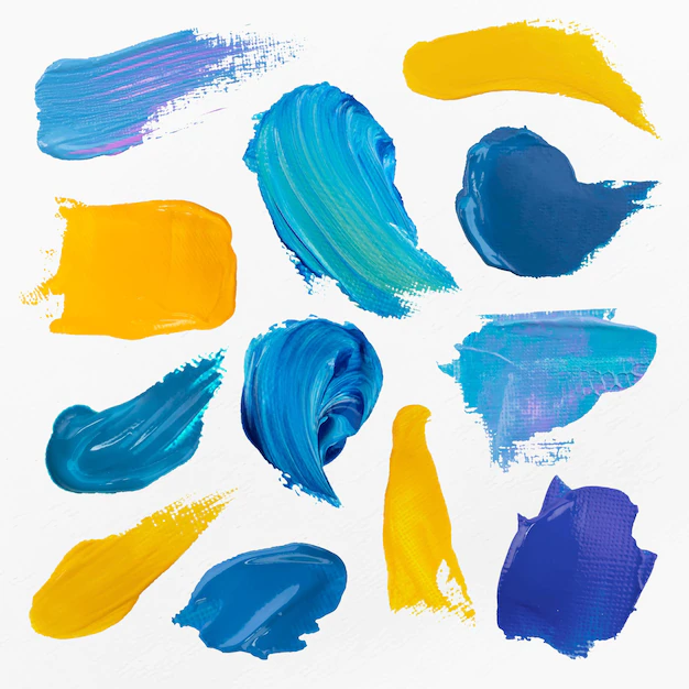 Free Vector | Blue paint smudge textured vector brush stroke creative art graphic set