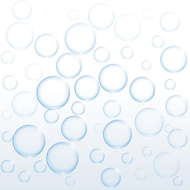 Free Vector | Blue soap water bubbles floating on white background
