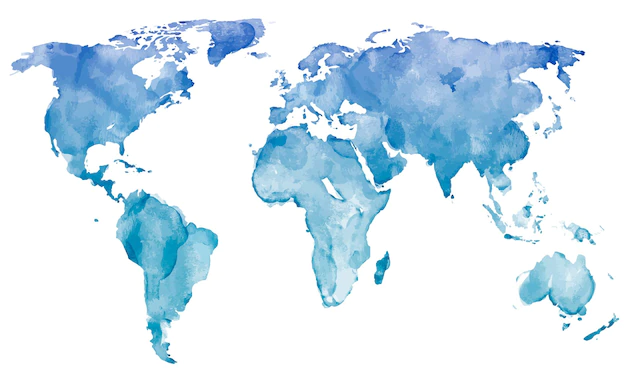 Free Vector | Blue watercolor map of the world