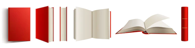 Free Vector | Book with red spine and cover blank 3d mockup