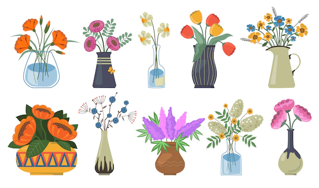 Free Vector | Bouquet of flowers set