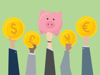 Free Vector | Business people holding currencies illustration