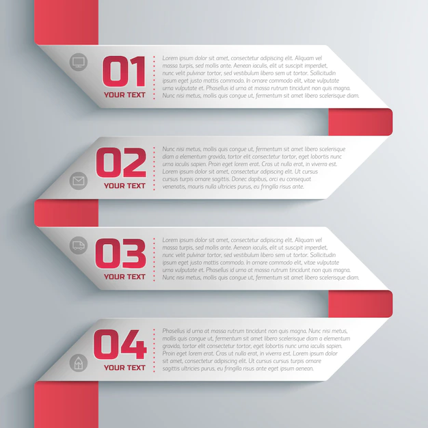 Free Vector | Business style ribbon template with text and number fields step by step