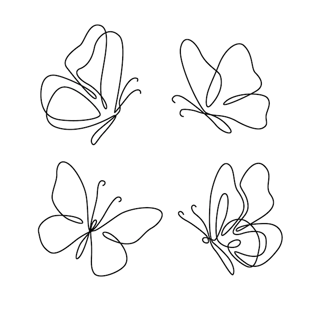 Free Vector | Butterfly outline with drawn details collection