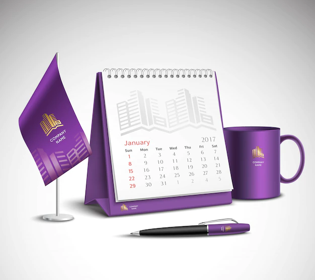 Free Vector | Calendar corporate identity mockup set