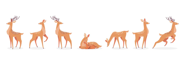 Free Vector | Cartoon deer set