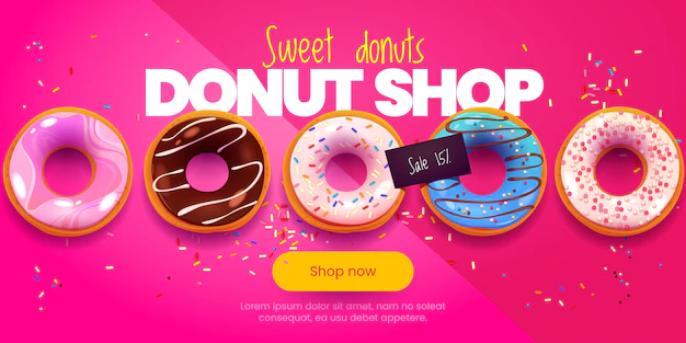Free Vector | Cartoon donuts background banner