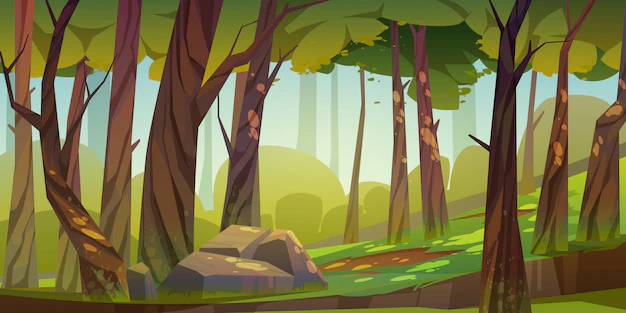 Free Vector | Cartoon forest background, nature park landscape