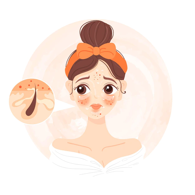 Free Vector | Cartoon oily skin illustration with woman