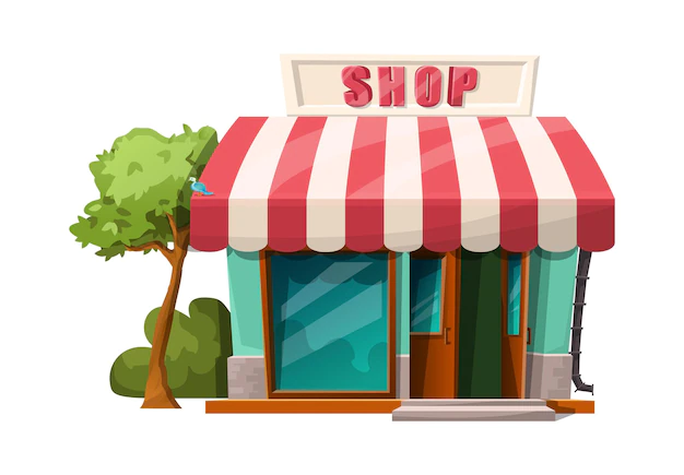 Free Vector | Cartoon style of cafe front  shop view.